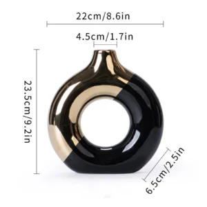 Vaso de Cerâmica Luxuoso para Decoração de Interiores - Preto G