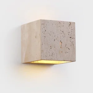 Arandela Quadrada de Pedra Natural para Iluminação Externa