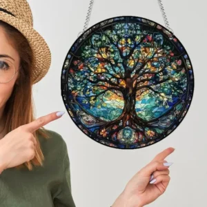 Decoração de Parede Redonda em Acrílico Pintada à Mão para Varanda