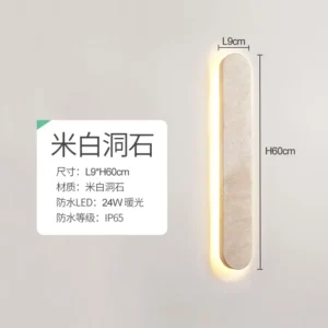 Luz de Parede LED Linear Amarelo Travertino à Prova d'Água para Exteriores - Luz Quente 3000K