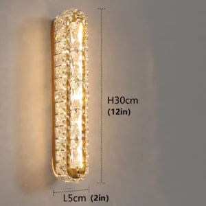 Lâmpada de Parede Dourada ou Prateada com Cristais - Iluminação Moderna