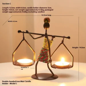 Castiçal de Metal Luxuoso para Decoração de Mesa - Estilo Romântico - Castiçal Duplo B