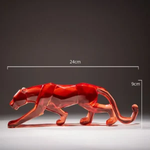 Escultura de Resina Leopardo Transparente para Decoração de Escritório - Modelo 4