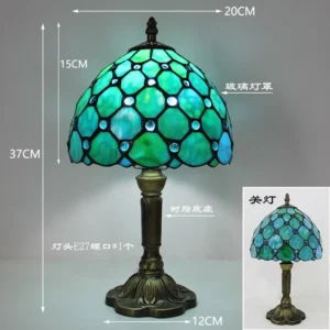 Candeeiro de Mesa Tiffany Retrô em Vidro Decorativo