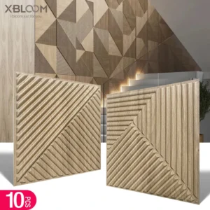 Painel de Parede 3D Dourado para Decoração Interna - 10 Peças
