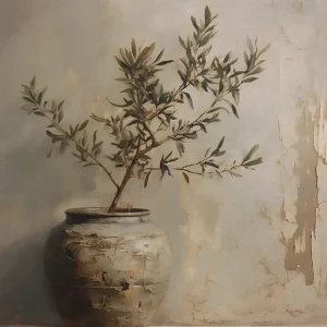 Quadro Decorativo Abstrato de Oliveira e Limão para Sala e Quarto