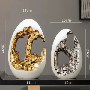 Estátua Decorativa em Cerâmica de Peixe para Escritório e Casa - Modelo 8 - 2 Peças