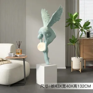 Escultura Moderna de Resina com Asa para Decoração de Ambientes - Azul Bebê
