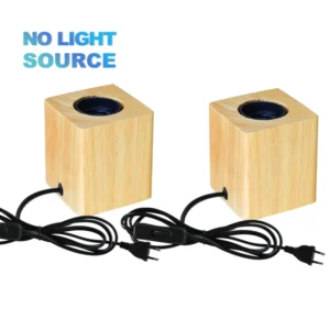 Candeeiro de Mesa Retro em Madeira - 2 Peças E27 para Decoração - 2 Peças Modelo D