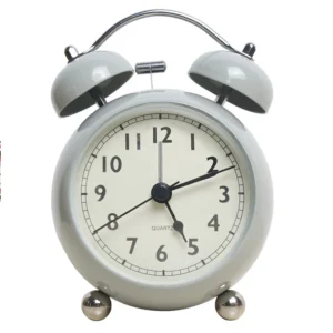 Relógio Despertador Retro de Metal com Luz de Fundo - Silencioso e Moderno - gray