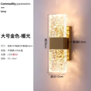 Luminária de Parede de Cristal à Prova d'Água para Jardim e Varanda - Branco Quente 3000K