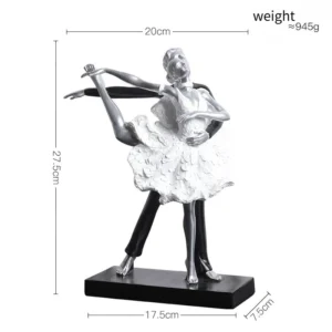 Ornamento de Resina com Dançarinas para Decoração de Quarto Infantil - Dançarinas Prateadas-A