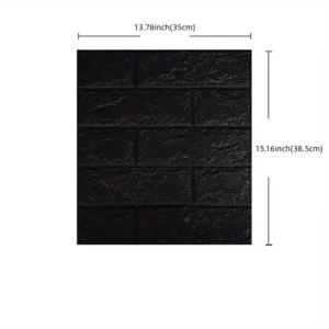 Papel de Parede Autoadesivo 3D Tijolo Retro para Decoração de Ambientes - PRETO