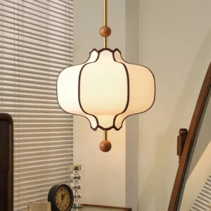 Luminária Pendente Retrô de Tecido com LED Circular para Sala e Jantar