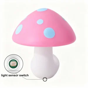 Luz Noturna Criativa em Forma de Cogumelo com Sensor de Luz - 3 Peças