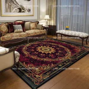 Tapete Vermelho Luxuoso Antiderrapante para Sala e Quarto - Vermelho Intenso, Tapete 200x400cm