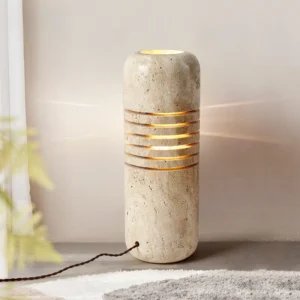 Lâmpada de Chão Moderna em Pedra Travertina Amarela LED para Decoração