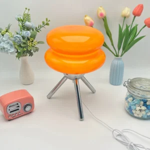 Luminária de Mesa de Vidro Vintage Nórdica para Quarto e Estudo - Laranja