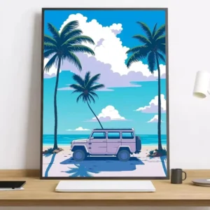 Pôster Vaporwave Japão Praia - Decoração Estética para Ambientes