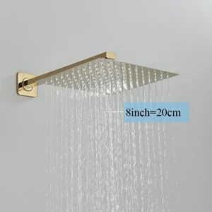 Cabeça de Chuveiro Quadrada em Aço Inoxidável com Braço - 8/10/12 Polegadas