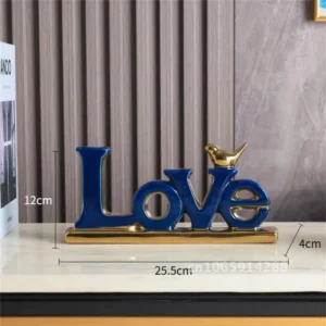 Escultura Minimalista em Forma de Coração para Decoração de Mesa - AMOR Azul