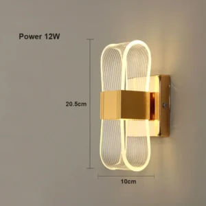 Lâmpada de Parede Acrílica Moderna para Sala e Quarto - Preto e Ouro