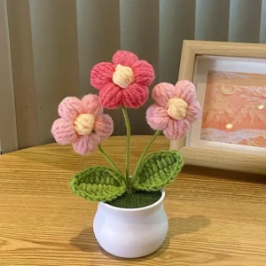 Mini Vaso de Flor Rosa para Decoração de Escritório e Casa - 1/2/4 Peças - Modelo D, 1 Peça