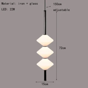 Luminária Pendente LED Moderna de Vidro Branco com Fio Dourado e Preto