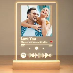 Placa de Música Spotify Personalizada - Presente Romântico para Casais - Versão B, Base de Luz com 3 Cores