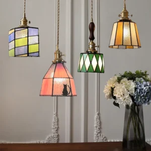 Luminária Pendente Tiffany Colorida Retrô para Sala e Restaurante