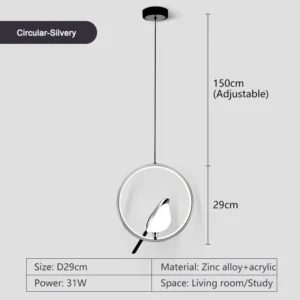 Luminária Pendente LED Rotativa para Quarto - Ouro e Prata