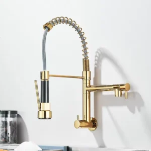 Torneira de Cozinha Preto Fosco com Bico Duplo e Rotação 360° - Torneira Dourada