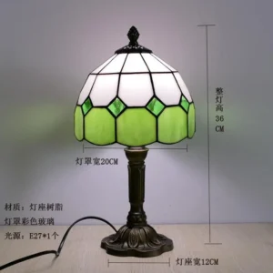 Candeeiro de Mesa Tiffany Retrô em Vidro Decorativo