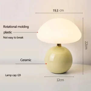 Candeeiro de Mesa Cogumelo de Cerâmica Estilo Nórdico