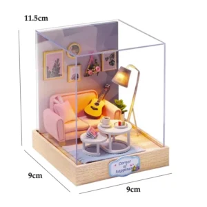 Quebra-Cabeça 3D Mini Casa de Boneca de Madeira com Móveis - QT-025-B Com Tampa