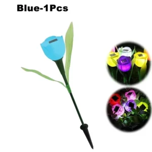 Lâmpada Solar Tulipa para Jardim - Decoração Externa LED - Azul-1PC