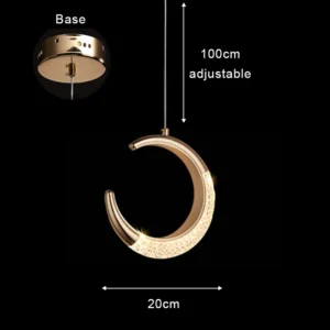 Lustre Pendente Moderno em Ouro com LED para Sala e Quarto