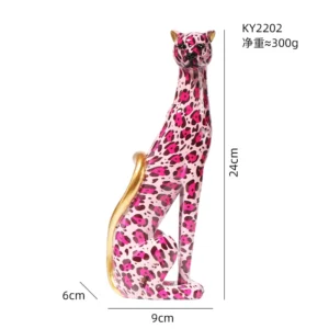 Estátua Decorativa de Leopardo em Resina para Decoração de Ambientes - Cor 2