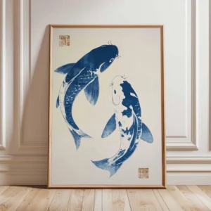 Pôster de Peixe Koi Japonês - Arte Minimalista para Decoração