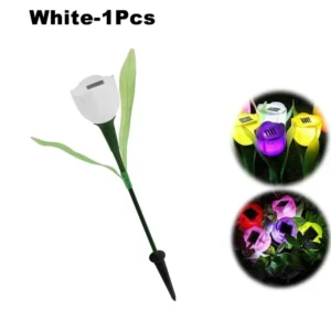Lâmpada Solar Tulipa para Jardim - Decoração Externa LED - Branco-1PC