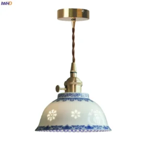 Luminária Pendente Vintage em Cerâmica com LED para Sala e Jantar