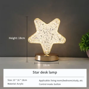 Luminária Noturna de Cristal em Forma de Lua com Toque Dimmer - Star