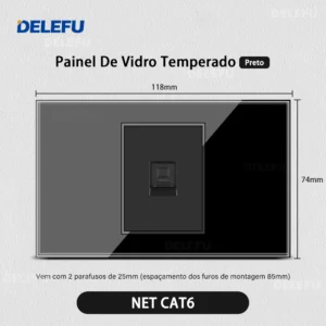 Tomada de Parede Integrada com USB Tipo C - Módulo Triplo Preto - CAT6, 20A-350853