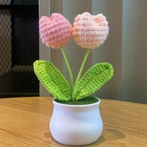 Mini Vaso de Flor Rosa para Decoração de Escritório e Casa - 1/2/4 Peças - Modelo Q, 4 peças