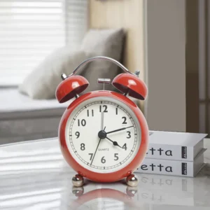 Relógio Despertador Retro de Metal com Luz de Fundo - Silencioso e Moderno