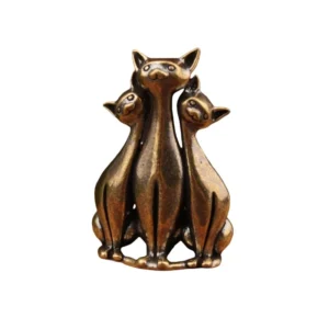 Estátua de Gato em Cobre para Decoração de Casa - Ornamento Moderno - Cinza Claro