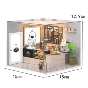Mini Casa de Boneca DIY com Móveis e Luzes LED - Decoração Criativa - H-021 with cove