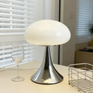 Candeeiro de Mesa Cogumelo Estilo Francês - Iluminação Elegante - Branco