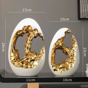 Estátua Decorativa em Cerâmica de Peixe para Escritório e Casa - Modelo 6 - 2 Peças