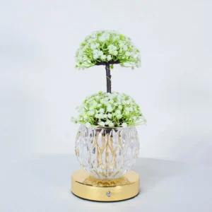 Abajur Tulipa LED Recarregável para Decoração de Mesa - Respiração de Bebê Branca